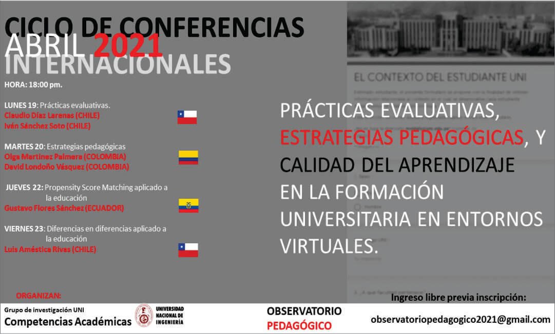 Grupo de Investigaciones Académicas UNI organiza ciclo de conferencias internacionales virtuales